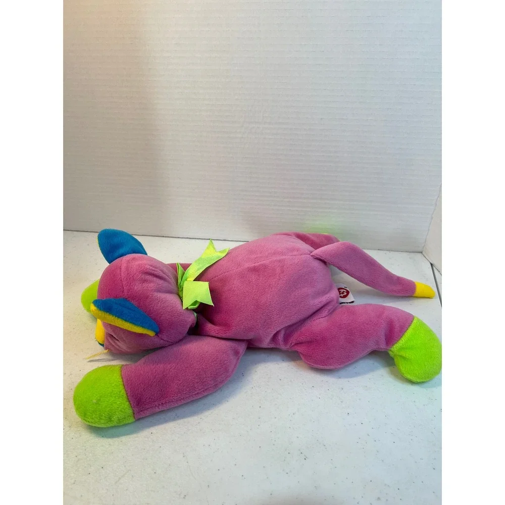Ty Beanie Buddy Amber the Cat 1998 Vintage Magenta Neon Pink Plush Large 14 inch